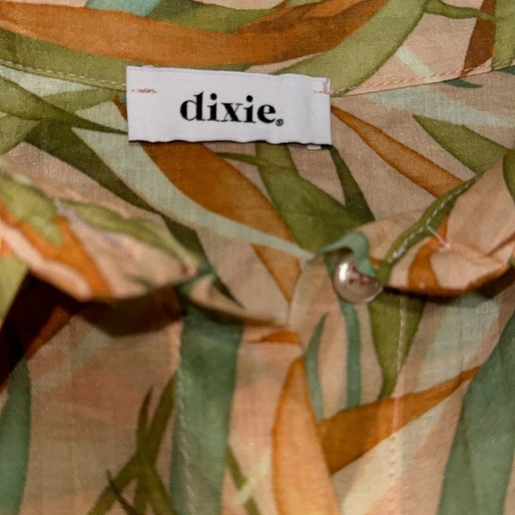 Dixie cotton Blend Button Down Print Top M - Picture 10 of 11